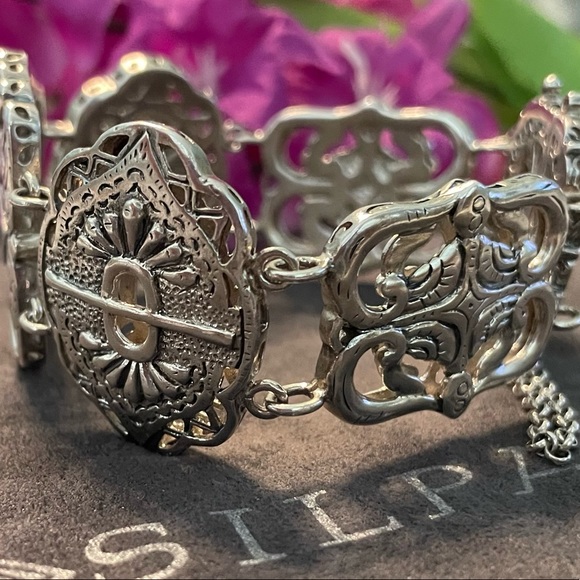 Silpada Sterling Silver Story Book Intricate Artisan Design Bracelet B2907 - Picture 7 of 15